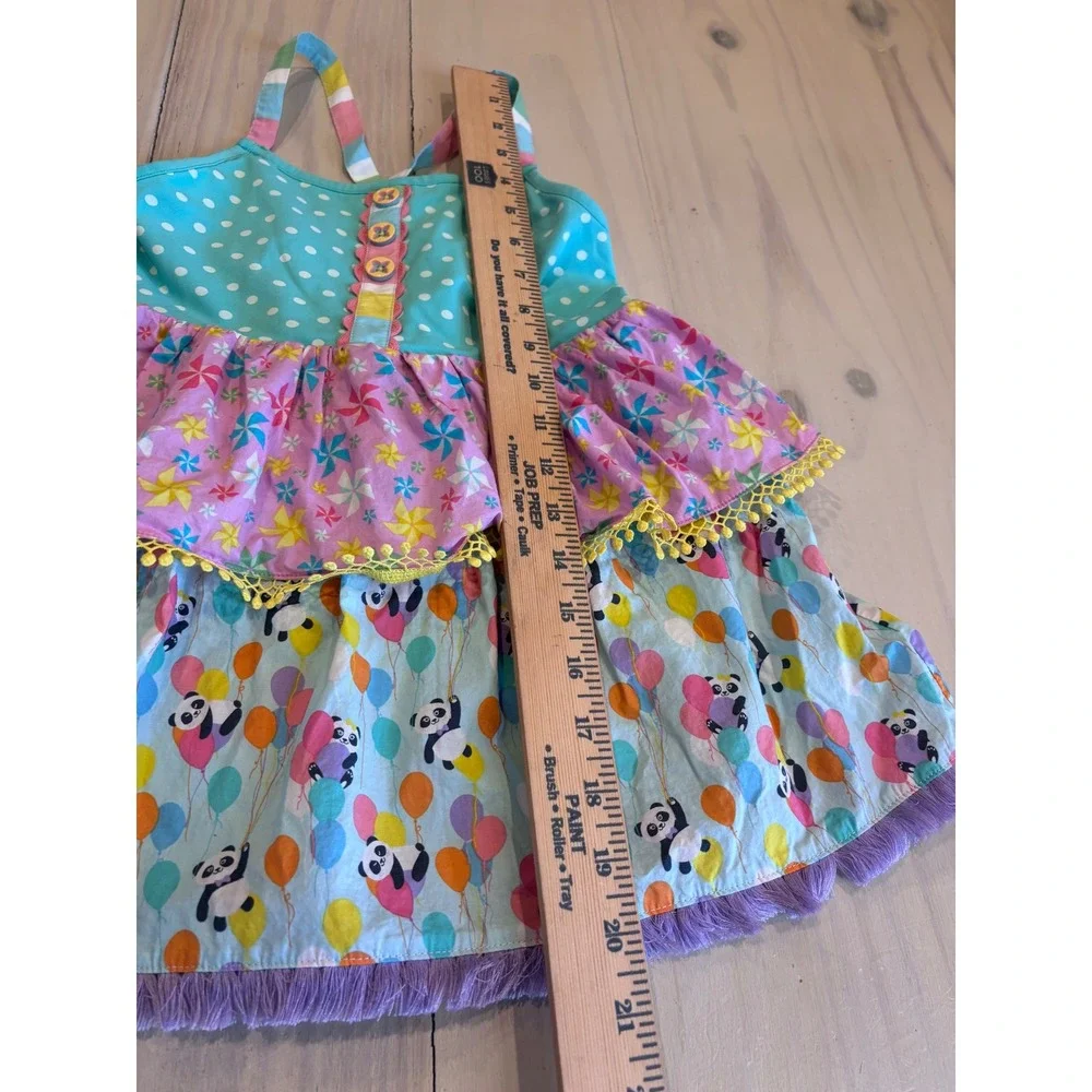Matilda Jane Girls Panda Balloon Tiered Sundress Blue Pink 8 29143T